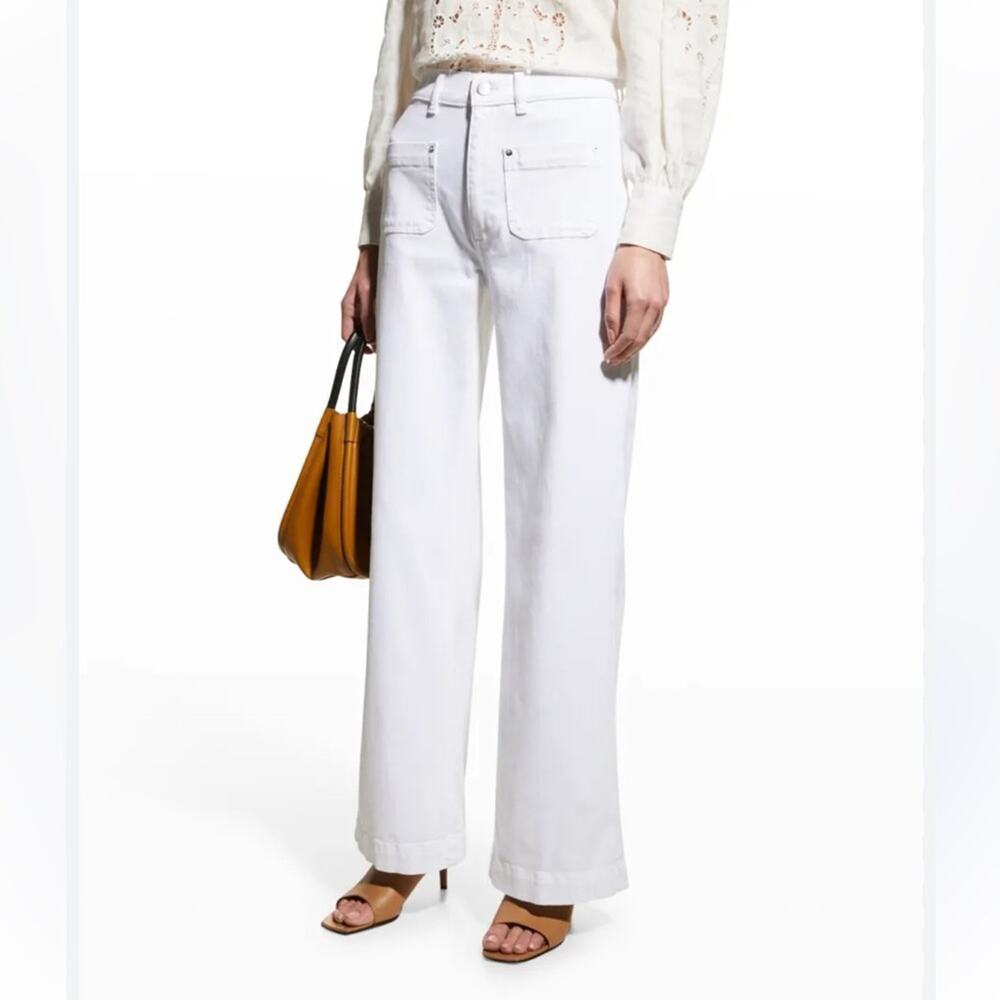 DL1961 Hepburn Wide Leg Patch Pocket White Denim Jeans Size 28